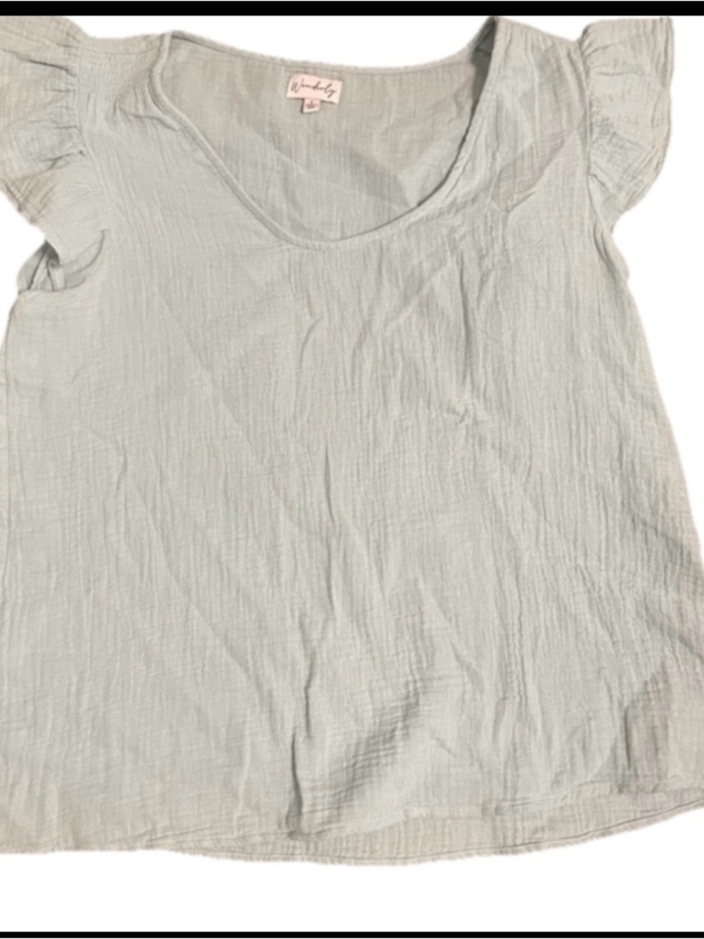 Wonderly Light mint Green Flutter Sleeve Tank Top